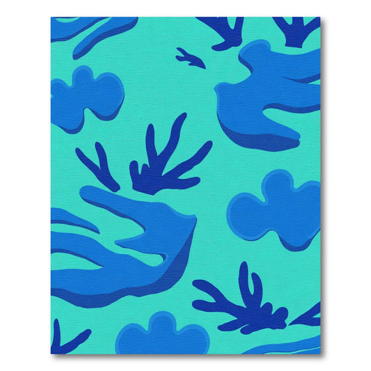 Oceanic Blue Abstract Coral Shapes Rug