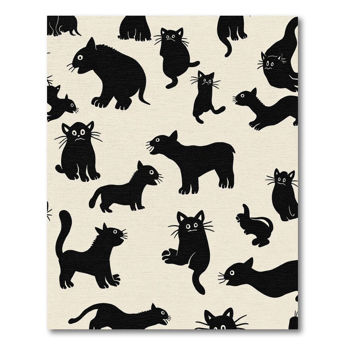 Whimsical Black Cats Pattern Rug