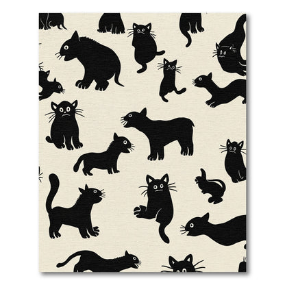 Whimsical Black Cats Pattern Rug