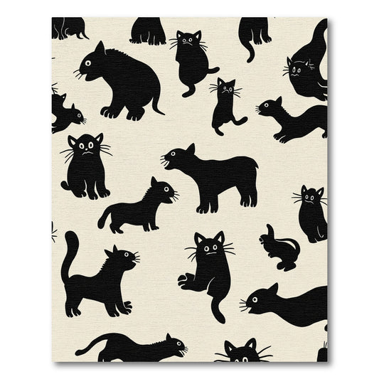 Whimsical Black Cats Pattern Rug