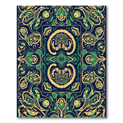 Deep Blue Emerald Floral Art Nouveau Rug