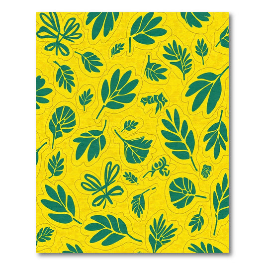 Vibrant Yellow Green Leafy Garden Rug