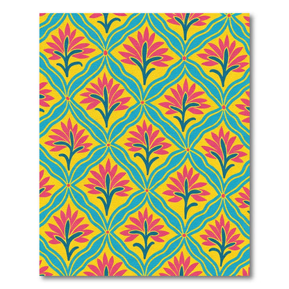 Bold Magenta Floral Wavy Lattice Rug