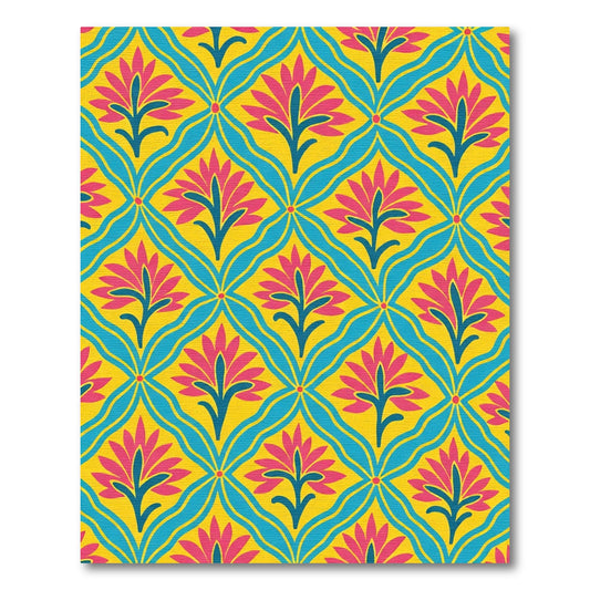 Bold Magenta Floral Wavy Lattice Rug