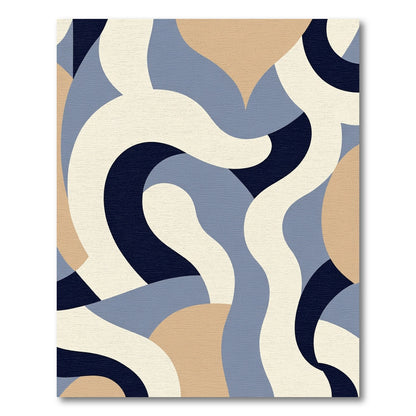 Navajo Blue Abstract Organic Flow Rug