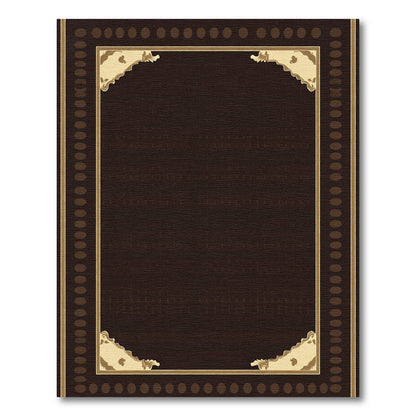 Dark Brown Golden Corner Frame Rug