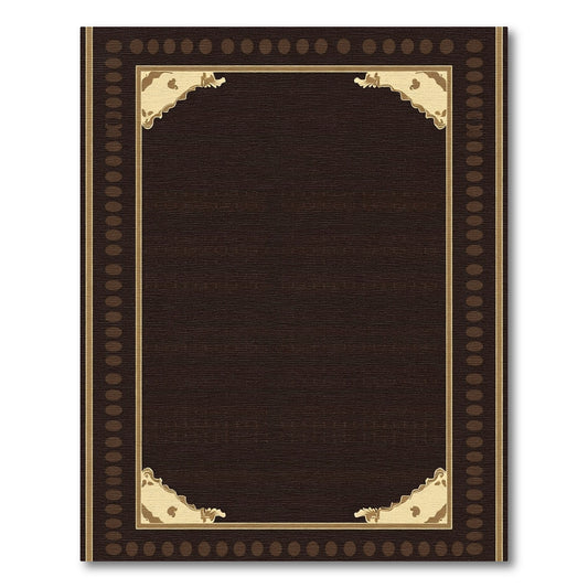 Dark Brown Golden Corner Frame Rug