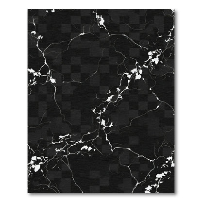 Black White Cracked Marble Checkerboard Rug