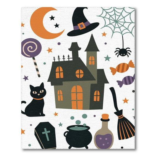 Halloween Haunted House Kids Cartoon Area Rug