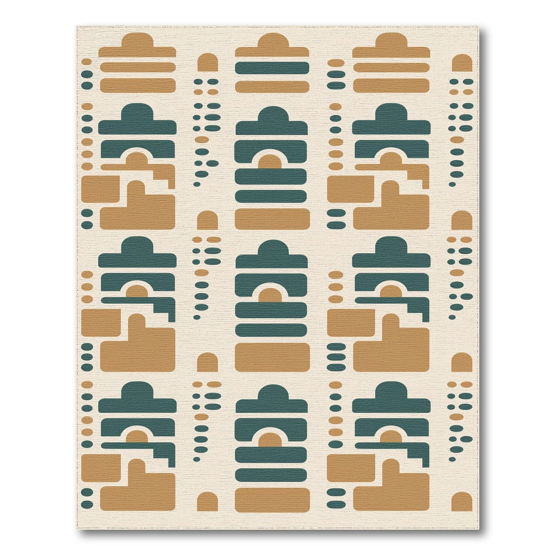 Geometric Brown Teal Area Rug