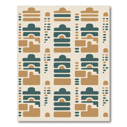 Geometric Brown Teal Area Rug