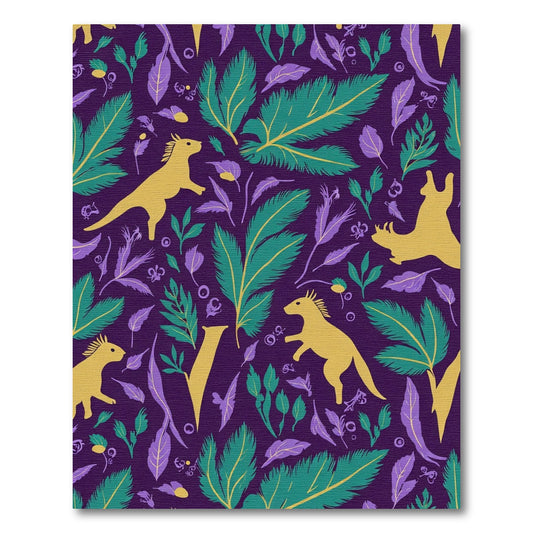Golden Horse Purple Leaf Fandango Rug