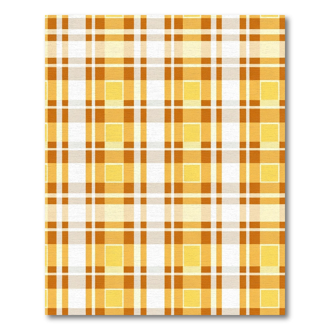 Golden Orange Plaid Checkered Lines Rug