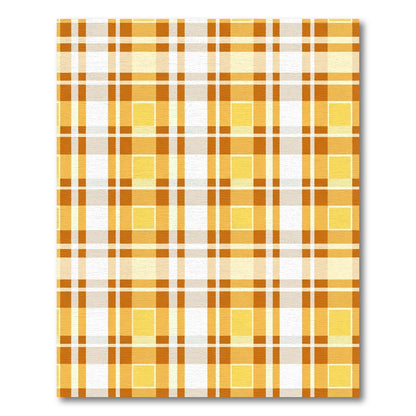 Golden Orange Plaid Checkered Lines Rug