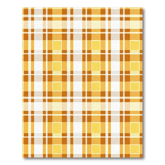 Golden Orange Plaid Checkered Lines Rug
