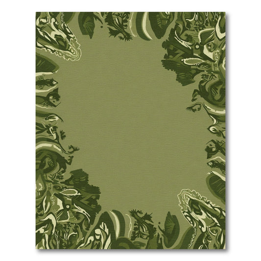 Earthy Abstract Foliage Frame Rug