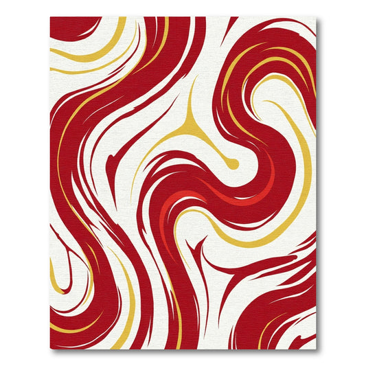 Crimson Gold Swirl Abstract Texture Rug