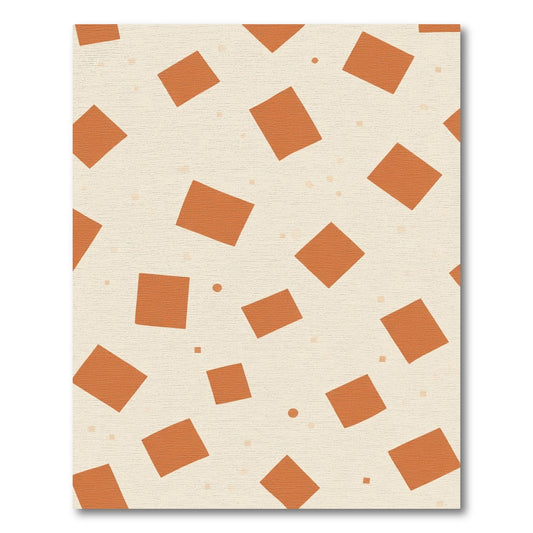 Coral Scatter Geometric Squares Rug