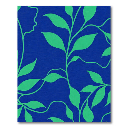 Vibrant Green Leafy Vines Royal Blue Rug