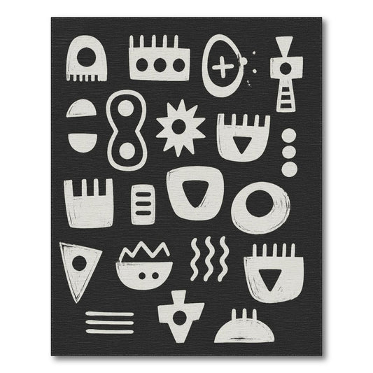 Black White Heritage Tribal Area Rug