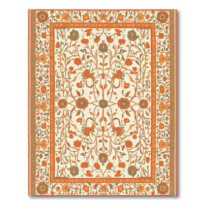 Terracotta Floral Garden Medallion Overlay Rug
