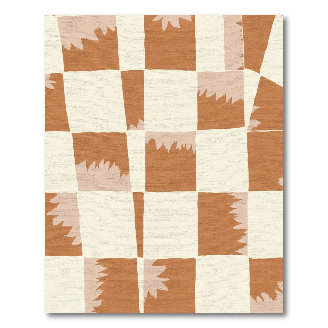Terracotta Cream Patchwork Squares Rug