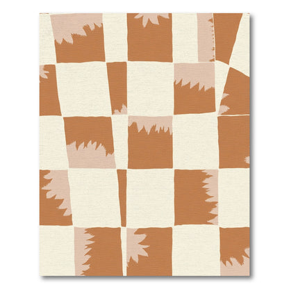 Terracotta Cream Patchwork Squares Rug