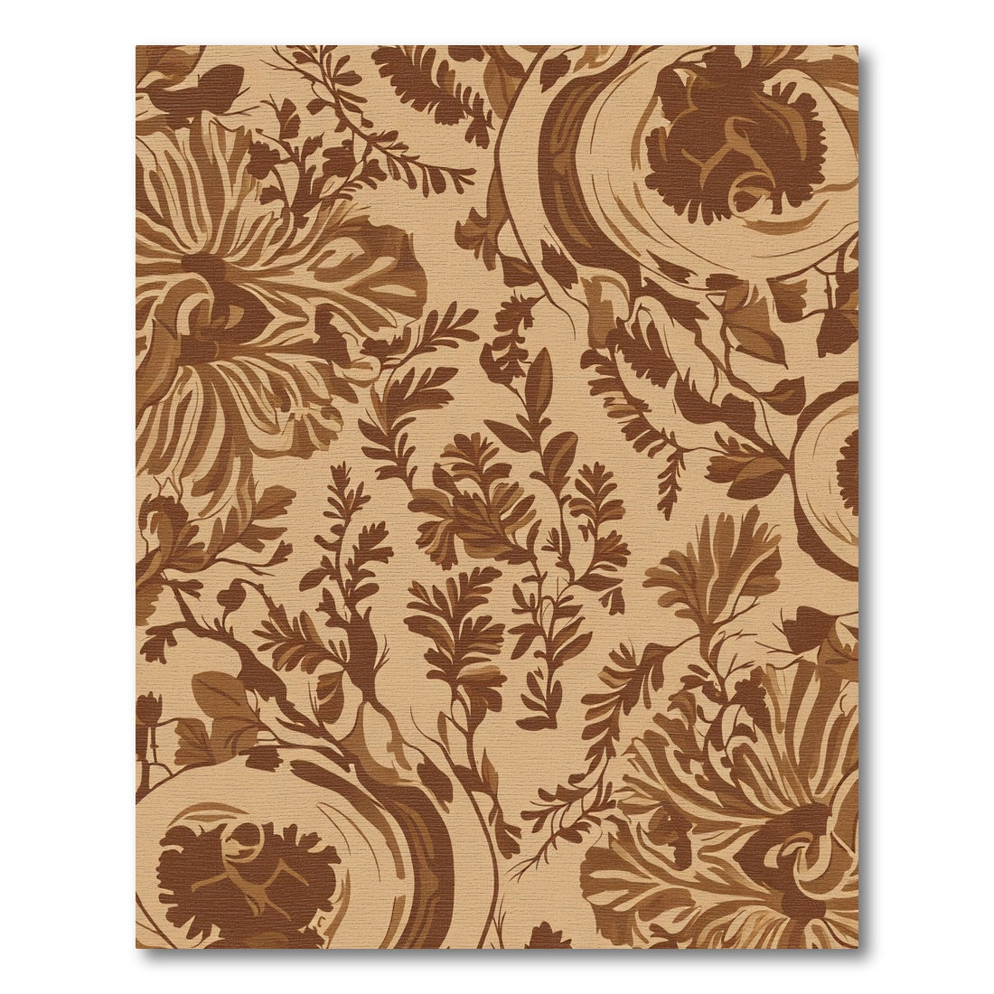 Brown Floral Lush Foliage Rug