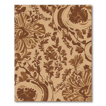 Brown Floral Lush Foliage Rug