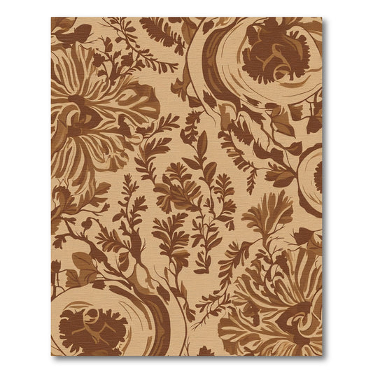Brown Floral Lush Foliage Rug