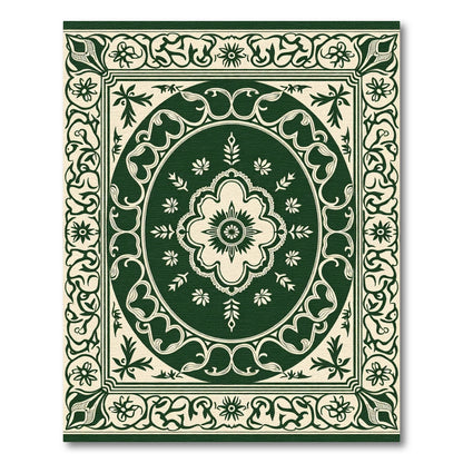 Emerald Ivory Floral Medallion Rug