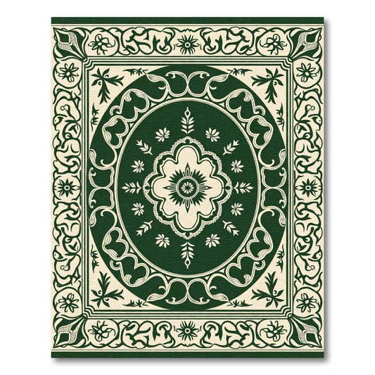Emerald Ivory Floral Medallion Rug