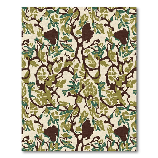 Earthy Forest Foliage Silhouette Rug