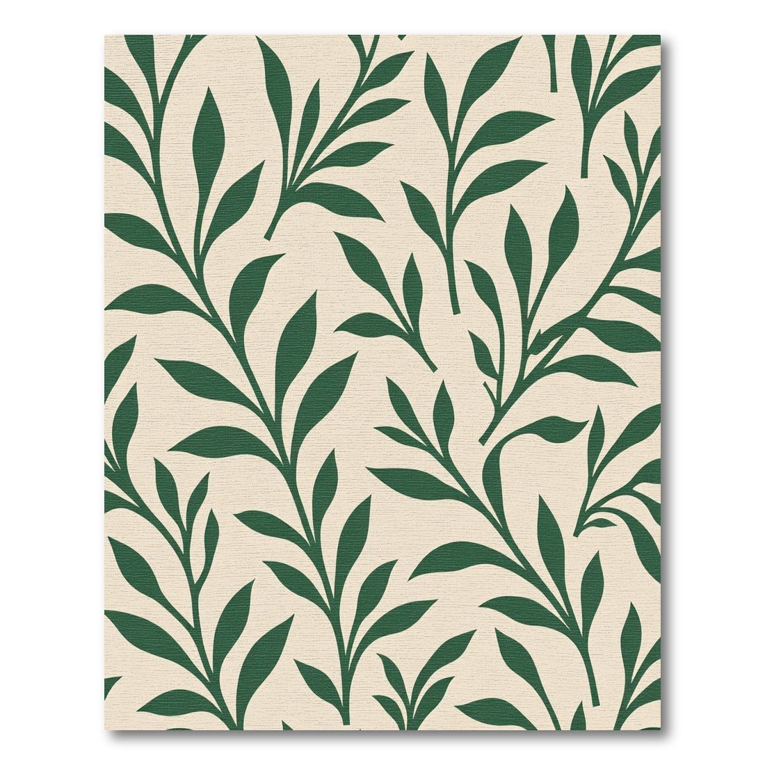 Deep Green Branching Foliage Contemporary Weave Rug