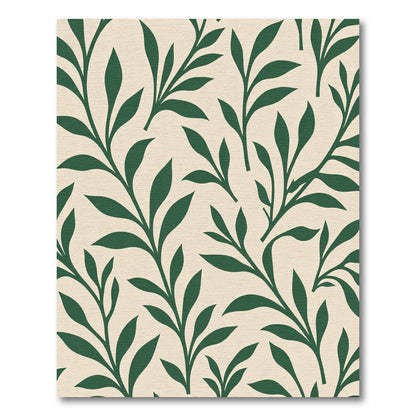 Deep Green Branching Foliage Contemporary Weave Rug