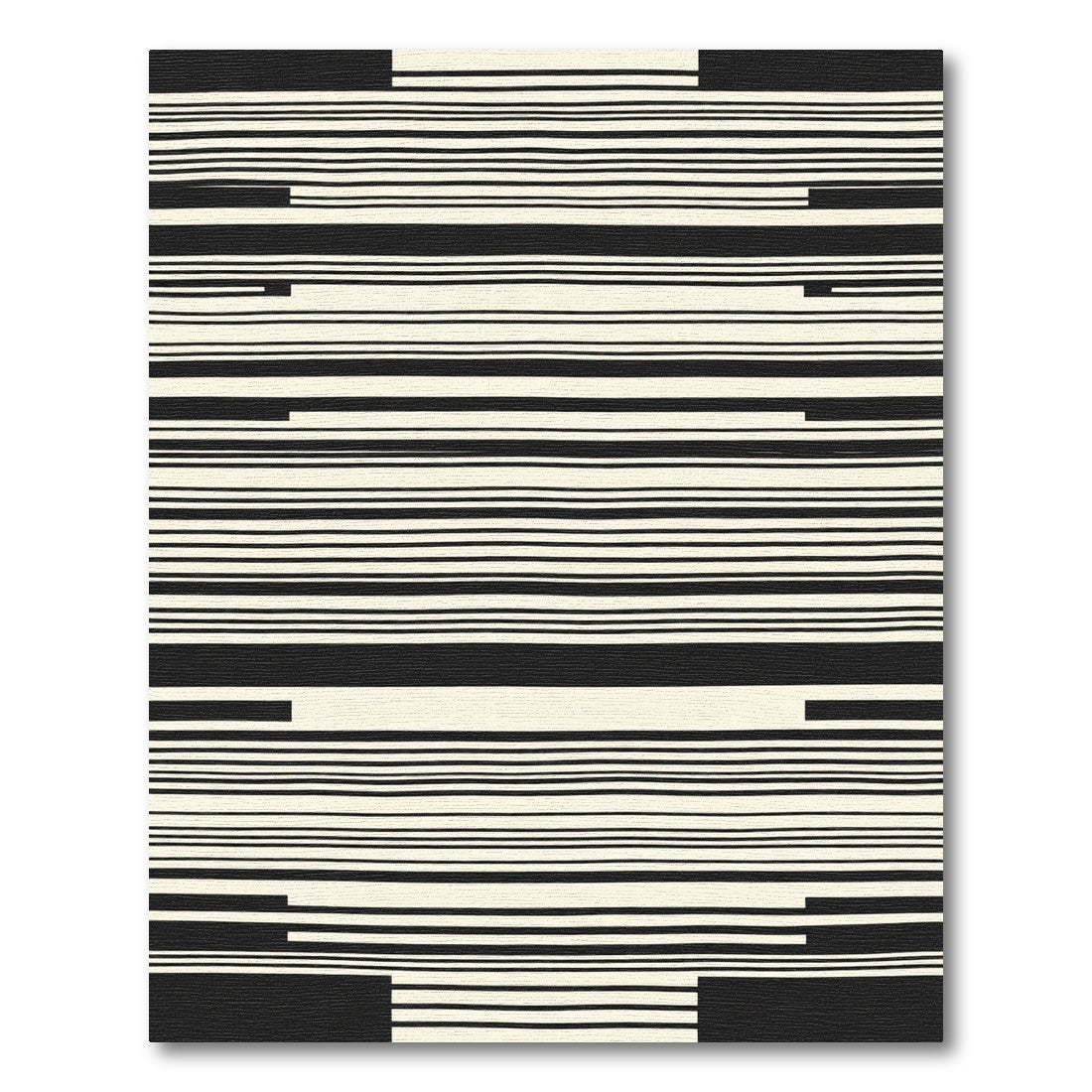 Minimalist Black Ivory Horizontal Stripe Rug