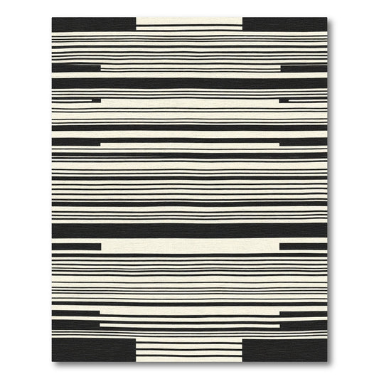Minimalist Black Ivory Horizontal Stripe Rug