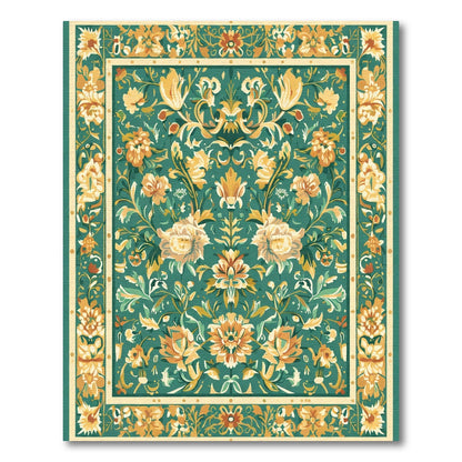 Green Floral Serenity Ornate Rug