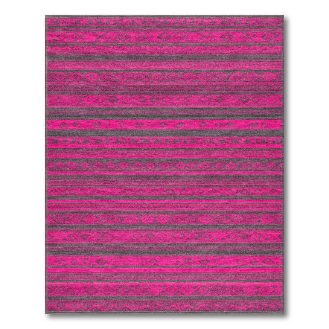 Bold Pink Tribal Striped Area Rug