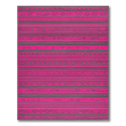 Bold Pink Tribal Striped Area Rug