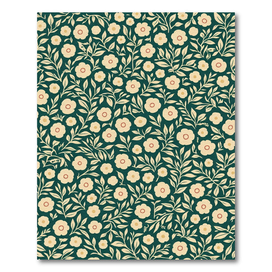 Cream Blossom Vine Dark Emerald Rug