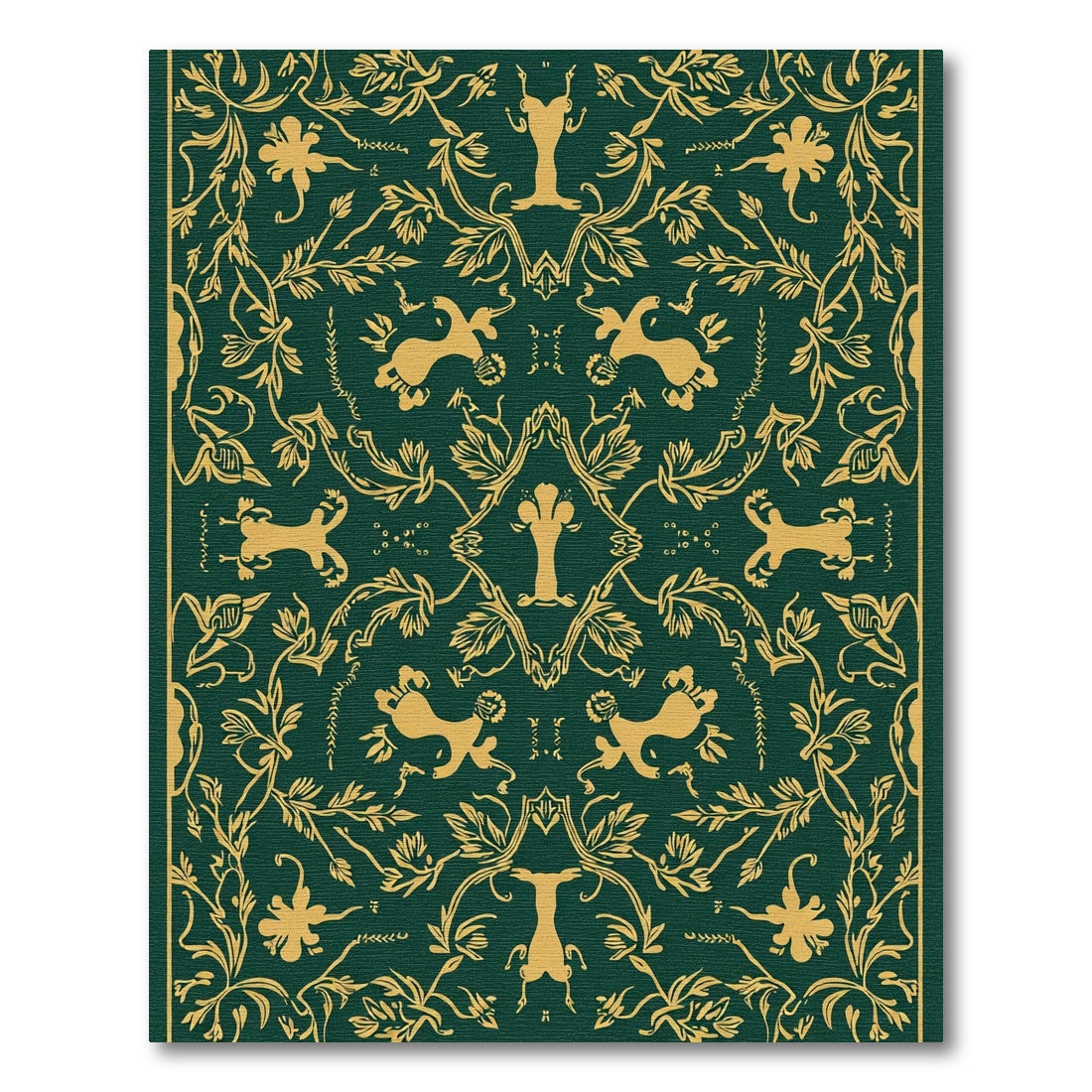 Emerald Gold Art Nouveau Garden Tapestry Rug