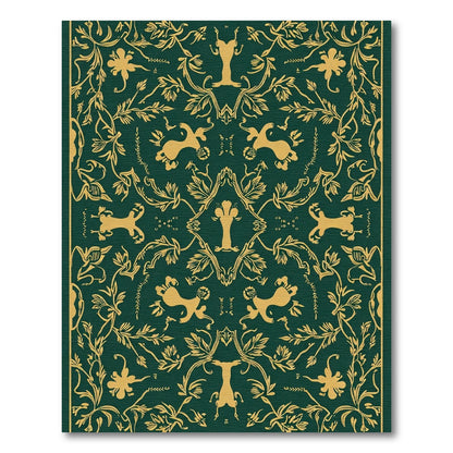 Emerald Gold Art Nouveau Garden Tapestry Rug