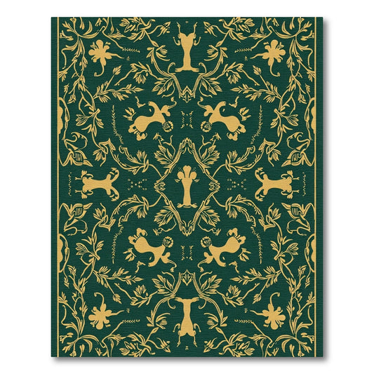 Emerald Gold Art Nouveau Garden Tapestry Rug