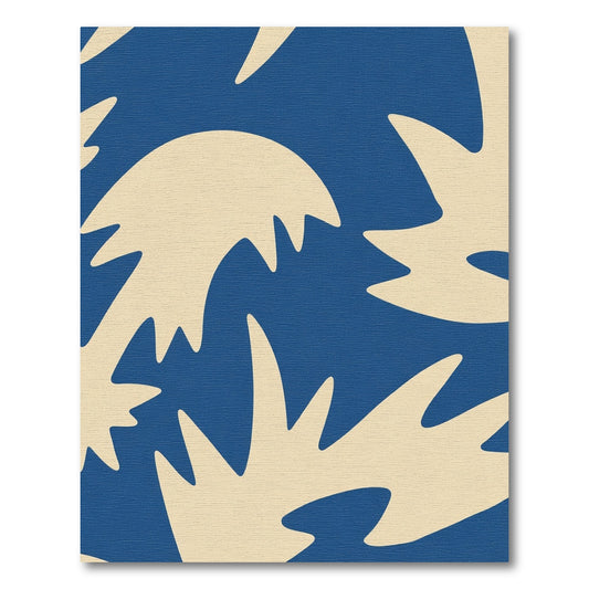 Cream Organic Shapes Blue Field Rug