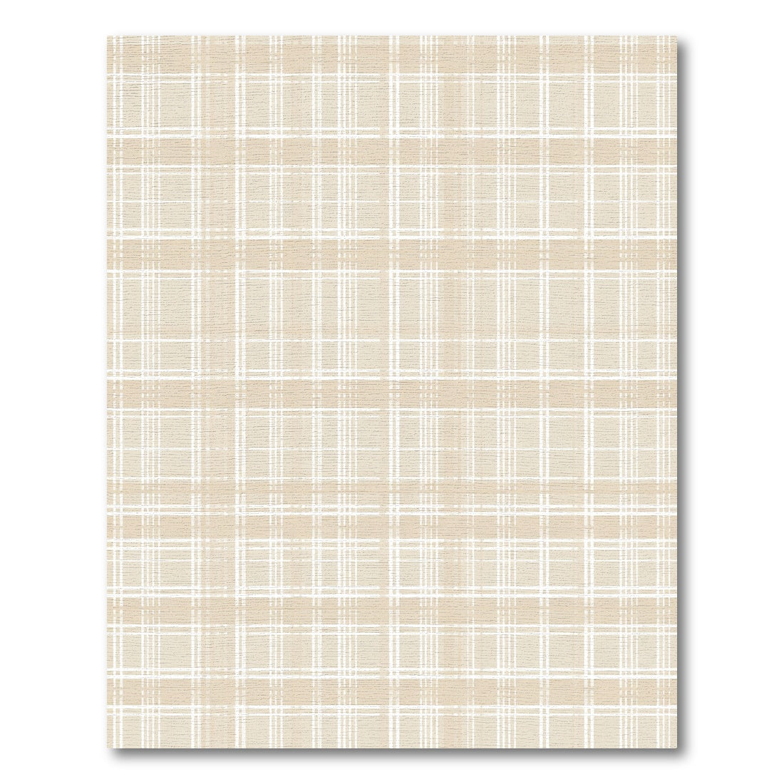 Neutral Tan White Plaid Rug
