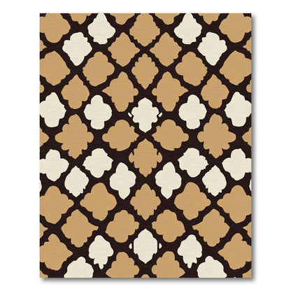 Caramel Cream Quatrefoil Lattice Rug