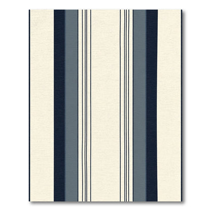 Navy Gray Cream Stripe Collection Rug