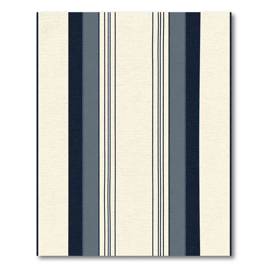 Navy Gray Cream Stripe Collection Rug