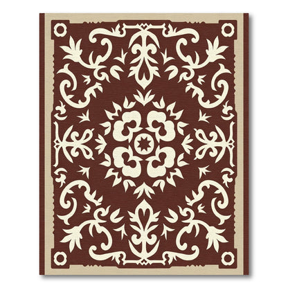 Rich Brown Floral Scroll Medallion Rug